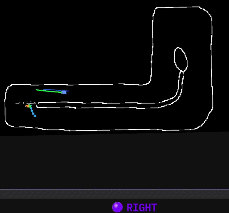 Opponent-aware MPPI executing a close overtake